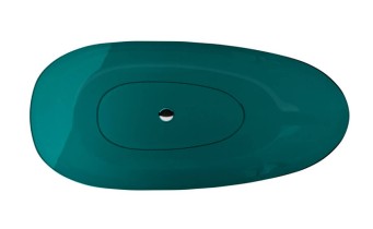 Ванна овальна окремостояча з матеріалу ResiCast Besco Xara Ocean Breeze 160x75x55 см, біла решітка, Прозора ванна, зелена (WAX-160-OBW)
