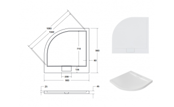 Душовий піддон акриловий, напівкруглий Besco Axim Ultraslim 90x90 см (BAX-90-NR)
