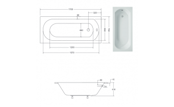 Ванна акрилова Besco Intrica Slim 170x75, пряма (WAIN-170-SL)