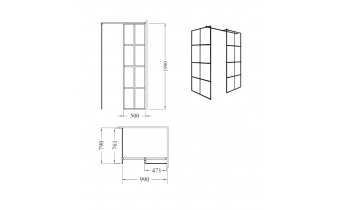 Душова кабіна Besco Excea 100x80x190, прозоре скло (EXC-108-190B)