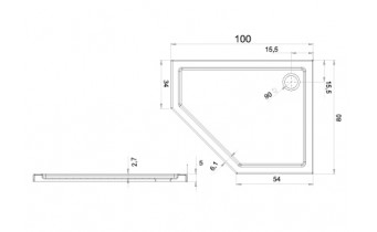 Душовий піддон NEW TRENDY NEW AZURA R 100x80x5 см (B-0419)