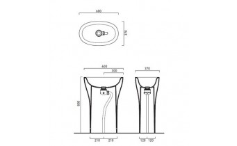 Умивальник окремостоячий Catalano Muse Freestanding, з зливом в стіну (1FRMU00)