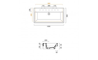 Підвісний умивальник Catalano Zero 100 Nero (110ZENE )
