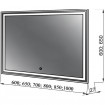 Прямокутне дзеркало з LED підсвіткою у ванну UWiS Cisily Z-850, 85х60x2,7 см, touch control