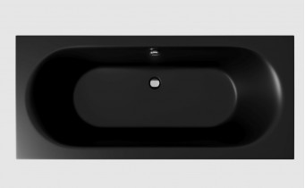 Ванна акрилова пряма Excellent Oceana Slim 160x75 см, Чорна матова / Black Matt, під забудову, пєдестал, бортик 18 мм