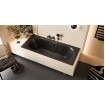 Ванна акрилова пряма Excellent Oceana Slim 160x75 см, Чорна матова / Black Matt, під забудову, пєдестал, бортик 18 мм