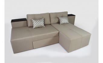 Диван ліжко, кутовий диван, прямий диван 3 в 1 Elegant / Елегант, 266x107 см, кавовий, колір та тканину можна обрати (FAB98765)