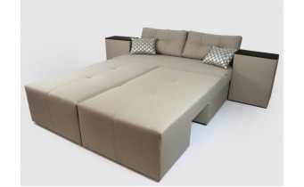 Диван ліжко, кутовий диван, прямий диван 3 в 1 Elegant / Елегант, 266x107 см, кавовий, колір та тканину можна обрати (FAB98765)