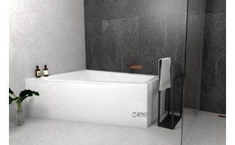 Ванна акрилова для двох осіб Besco Intima Duo 180x125 L, Лівостороння, асиметрична з білою панеллю + посилені ніжки + сифон (система зливу) (WAID-180-NL-WH-SF)