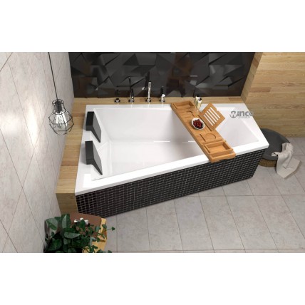 Ванна акрилова для двох осіб Besco Intima Duo 170x125 L, Лівостороння, асиметрична + два чорних підголівника + посилені ніжки (WAID-170-NL-BL-NG)