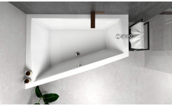 Ванна акрилова для двох осіб Besco Intima Duo 180x125 L, Лівостороння, асиметрична з білою панеллю + посилені ніжки + сифон (система зливу) (WAID-180-NL-WH-SF)