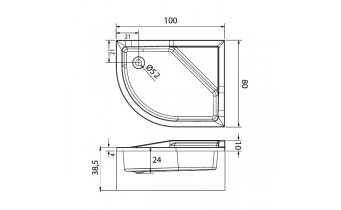 Душовий піддон NEW TRENDY MAXIMA з високим сидінням R 100x80x38,5 см (B-0368)