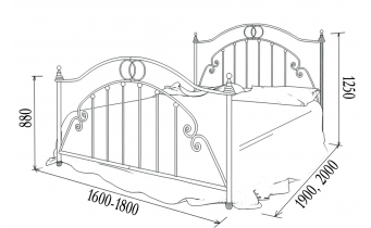 Двоспальне ліжко Метал-дизайн Bella-Letto Тоскана 180x190 (MT-BL-D-T3)