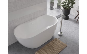 Окремостояча акрилова ванна Besco Navia 160x80 з сифоном click / clack, хром (WAS-160-N)