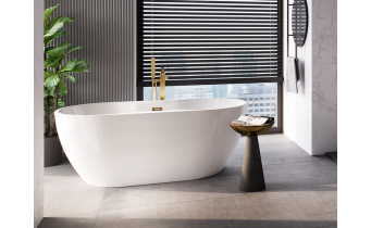Окремостояча акрилова ванна Besco Navia 160x80 з сифоном click / clack, хром (WAS-160-N)