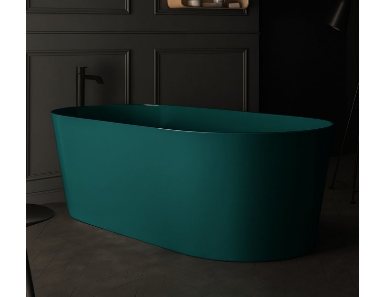 Вільностояча овальна ванна із штучного каменю Nic Design Bay 160x80x57 см, зелений Amazzonia глянець (014719077)