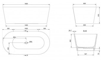 Вільностояча овальна ванна із штучного каменю Nic Design Bay 160x80x57 см, зелений Amazzonia глянець (014719077)