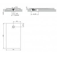 Душовий піддон, камяний Omnires Aquarock M+ 80x140 см, антиковзкий, прямокутний, Білий матовий