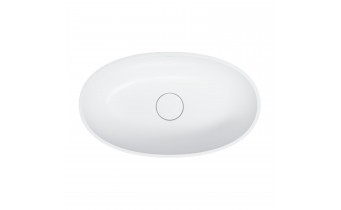 Умивальник з каменю на стільницю Omnires Shell M+ 60x35 см, білий матовий (SHELLUNBM)