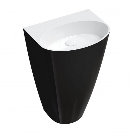 Окремостоячий умивальник Omnires Siena M+ 55x43 см, чорно-білий глянцевий (SIENAUWBOBCP)