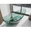 Вільно стояча  ванна - Окремостояча прозора овальна Vea 180x80x75 см, Зелена - прозора ванна, кольору бірюзи