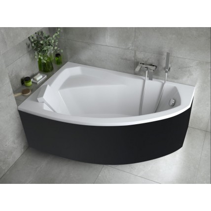 Ванна акрилова Besco Rima 160x100 L, асиметрична + чорна панель (WAR-160-NL-BL)
