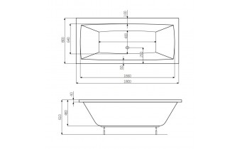 Акрилова ванна Roca Vita 180x80 см, пряма + ніжки (A24T074000)