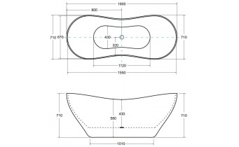 Окремостояча кам'яна ванна Besco Viya Glam 160x70, золота з сифоном click / clack (WMD-160-VZ)