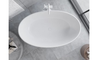 Окремостояча камяна ванна Parma / Парма 160x95 см, Конгломерат (штучний камінь), біла матова (57231609500)