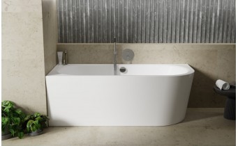 Пристінна кутова акрилова ванна Avita A-Line / Авіта А-Лайн 170x75x59.5 см, L (Лівостороння) біла глянцева, суцільнолита із заокругленим кутом, + Сифон з НАПОВНЕННЯМ ванни водою