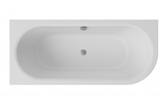 Пристінна кутова акрилова ванна Avita A-Line / Авіта А-Лайн 170x75x59.5 см, L (Лівостороння) біла глянцева, суцільнолита із заокругленим кутом, + Сифон з НАПОВНЕННЯМ ванни водою