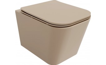 Унітаз безобідковий Mexen Teo Rimless з тонким сидінням soft-close, Duroplast Super Slim, капучино матовий