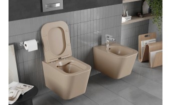 Унітаз безобідковий Mexen Teo Rimless з тонким сидінням soft-close, Duroplast Super Slim, капучино матовий