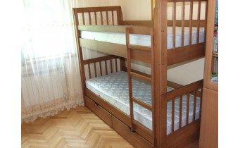 Двоярусне ліжко трансформер, дитяче, з дерева бук Kids DUO / Кідс ДУО 80х200 см, розкладається на 2 окремі