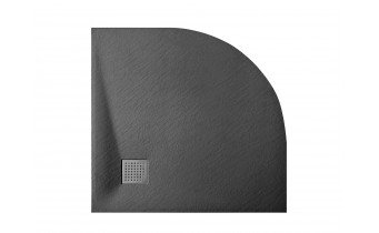 Душовий піддон напівкруглий SMC, Besco Vexo Black UltraSlim 90x90x2,6 см, Чорний матовий, із структорованою поверхнею Душовий піддон напівкруглий SMC, Besco Vexo Black UltraSlim 90x90x2,6 см, Чорний матовий, із структорованою поверхнею