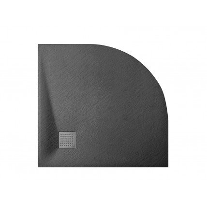 Душовий піддон напівкруглий SMC, Besco Vexo Black UltraSlim 90x90x3,2 см, Чорний матовий, із структорованою поверхнею