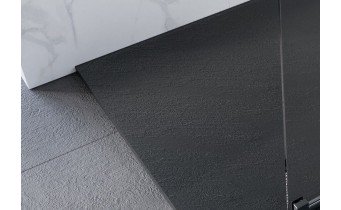 Душовий піддон напівкруглий SMC, Besco Vexo Black UltraSlim 90x90x2,6 см, Чорний матовий, із структорованою поверхнею