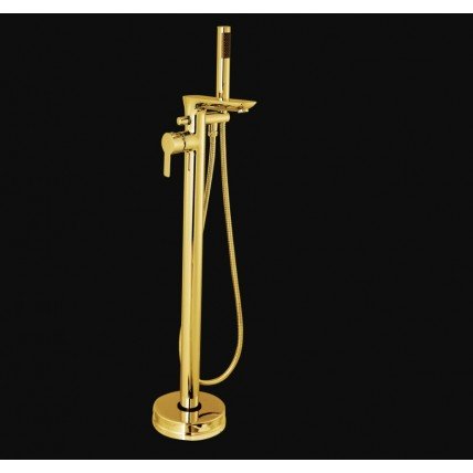 Підлоговий змішувач для окремостоячої ванни Invena Glamour Gold / Гламур 101,5 см, з лійкою, золотий (BW-02-W09-V)