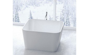 Вільностояча квадратнка ванна із штучного каменю Balia 121,5x121,5x65 см, біла глянцева, без переливу