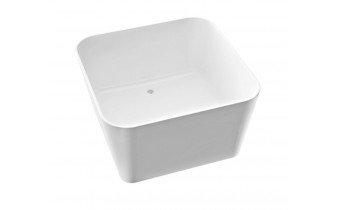 Вільностояча квадратнка ванна із штучного каменю Balia 121,5x121,5x65 см, біла глянцева, без переливу