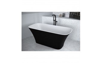 Окремостояча кам'яна ванна Besco Assos S-line 160x70, чорно-біла з сифоном click / clack (WMD-160-ALW)