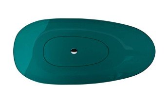 Ванна овальна окремостояча з матеріалу ResiCast Besco Xara Ocean Breeze 160x75x55 см, біла решітка, Прозора ванна, зелена (WAX-160-OBW)