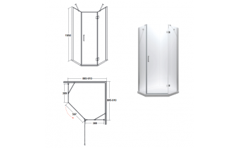 Душова кабіна Besco Viva 90x90x195 R, прозоре скло (V5P-90-195-C)