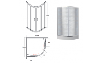Душова кабіна Besco Modern 80x80x185, прозоре скло (MP-80-165-C)