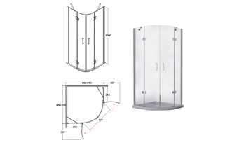 Душова кабіна Besco Viva 90x90x195, прозоре скло (VP-90-195-C)