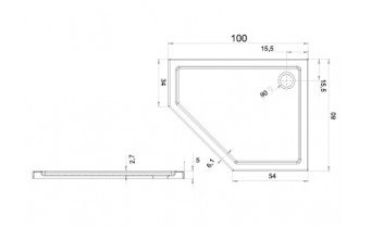 Душовий піддон NEW TRENDY NEW AZURA R 100x80x5 см (B-0419)