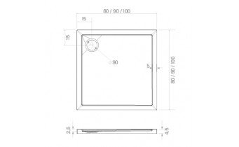 Душовий піддон NEW TRENDY NEW CANTARE 100x100x4,5 см (B-0422)