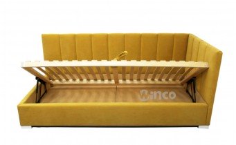 Дитяче ліжко з мякою спинкою Mia / Мія 90x200 см, та підйомним механізмом, колір, сторону та тканину можна обрати