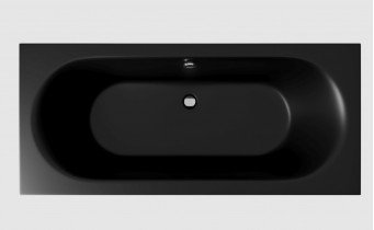 Ванна акрилова пряма Excellent Oceana Slim 160x75 см, Чорна матова / Black Matt, під забудову, пєдестал, бортик 18 мм