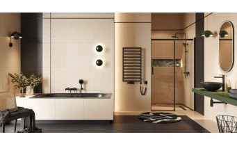Ванна акрилова пряма Excellent Oceana Slim 160x75 см, Чорна матова / Black Matt, під забудову, пєдестал, бортик 18 мм